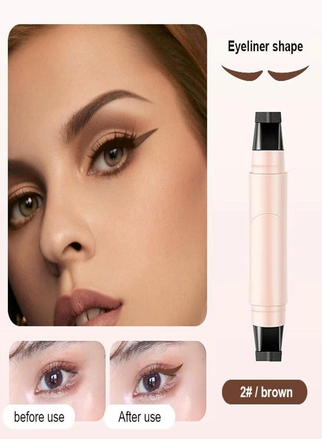Mrettick 2pcs Rotatable Eyeliner Stamp Set - Quick Shaping Tool with Left/Right Eye Marked, Smudge-Proof & Long-Lasting, Ready to Use, Flawless Winged Eyeliner for Beginners & Makeup Enthusiasts, Black & Brown - Image 2